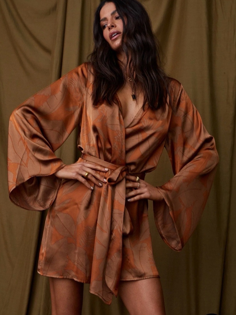 12th Tribe Rust Kimono Dress NWT - Picture 3 of 4